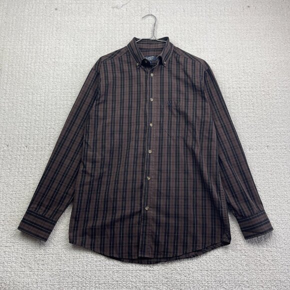Arnold Palmer Easy Care Mens Sz S Button Up Dress Shirt Brown Plaid Long Sleeve - Picture 1 of 11